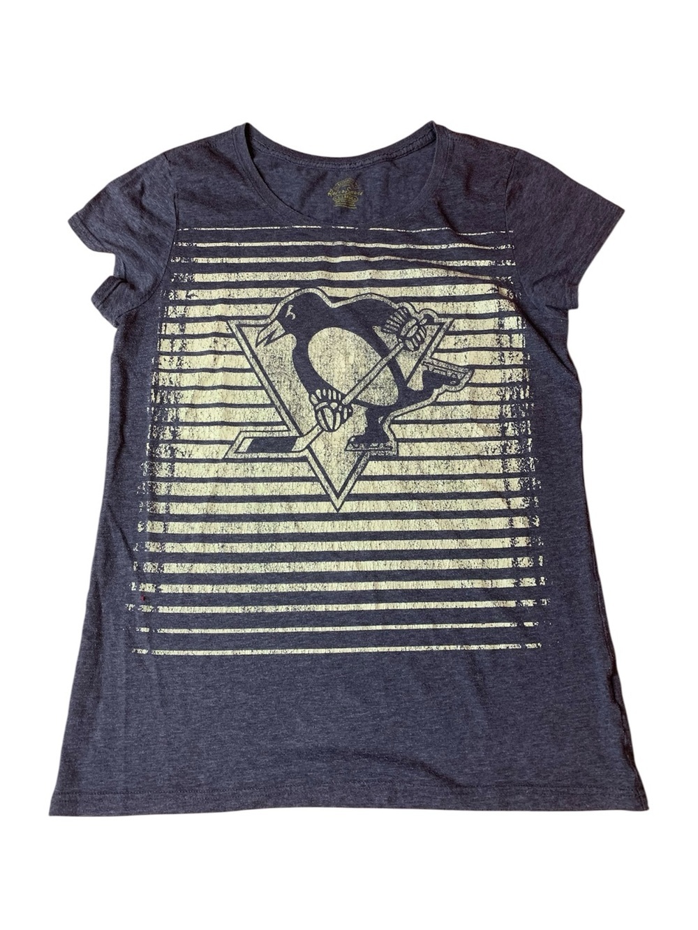Retro Sport Pittsburgh Penguins Hockey T-Shirt | Charcoal Grey | Size XL